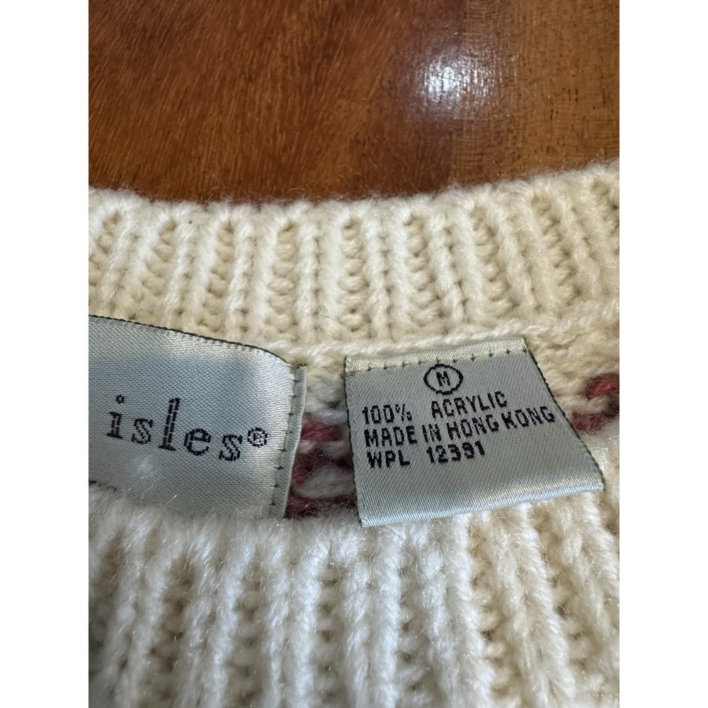 Vintage Northern Isles Sweater Fair Isle Argyle Preppy Knit Fisherman Medium - Picture 3 of 6